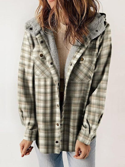 Veste femme – Laine – Coupe décontractée – Capuche doublée – Fermeture boutons