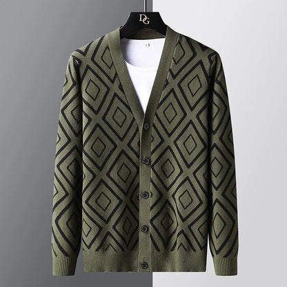 Gilet homme – Coupe slim – Maille jacquard – Boutonnage devant élégant