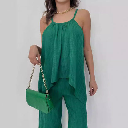 Ensemble Femme Haut Dos Nu et Pantalon Large – Coupe Fluide – Tissu Léger Respirant