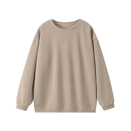 Pull femme – Coupe décontractée – Maille côtelée – Col rond manches longues