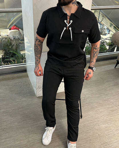 Ensemble Homme Chemise et Pantalon – Coupe Slim – Tissu Léger Respirant – Style Chic Décontracté