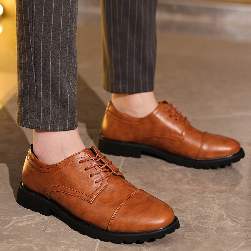 Chaussures Derby homme – Cuir lisse – Bout droit – Semelle en caoutchouc – Habillé