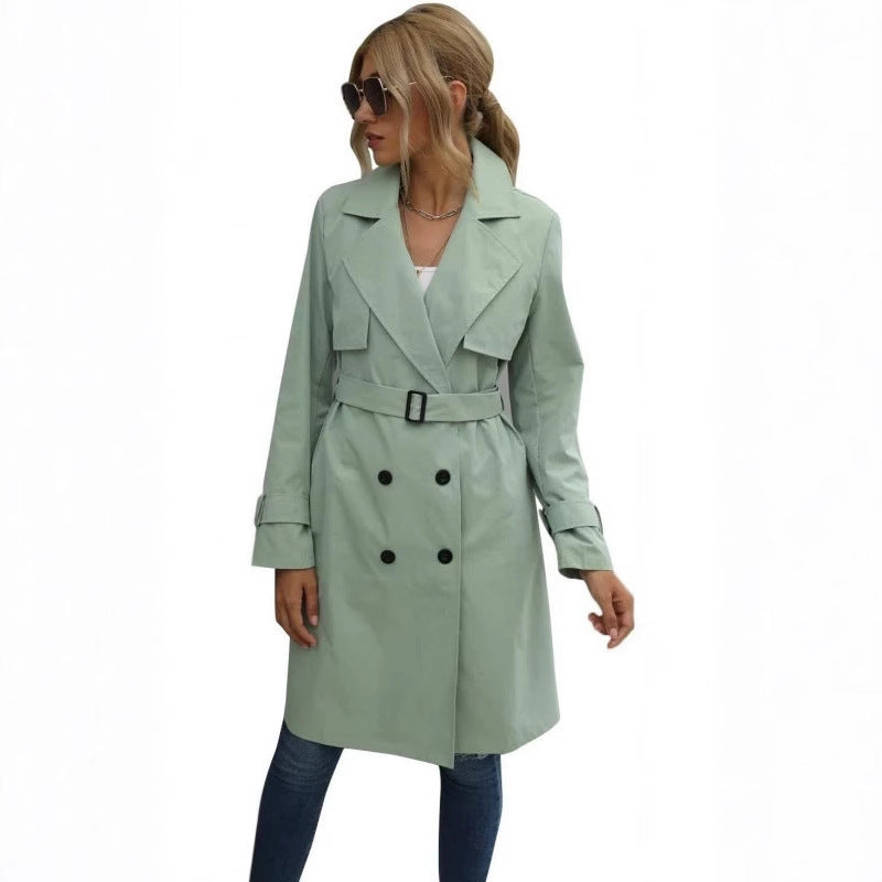 Manteau long femme – Coupe cintrée – Laine – Double boutonnage – Style formel
