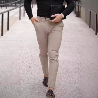 Pantalon homme – Coupe slim – Tissu coton mélangé – Jambe fuselée – Style business casual