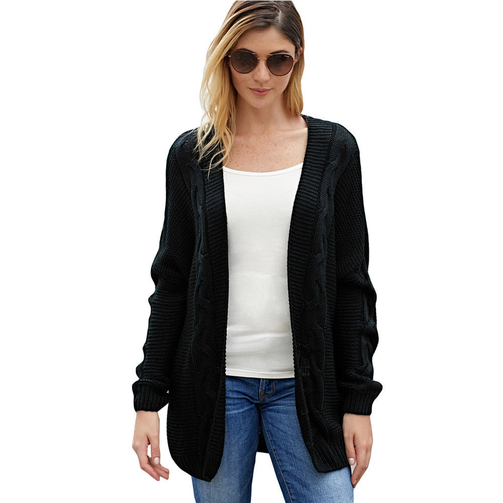 Cardigan femme – Maille épaisse – Coupe oversize – Devant ouvert – Motif torsadé