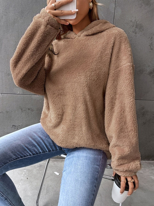 Sweat à capuche femme – Molleton doux – Coupe décontractée – Court à manches longues
