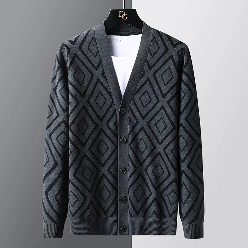Gilet homme – Coupe slim – Maille jacquard – Boutonnage devant élégant