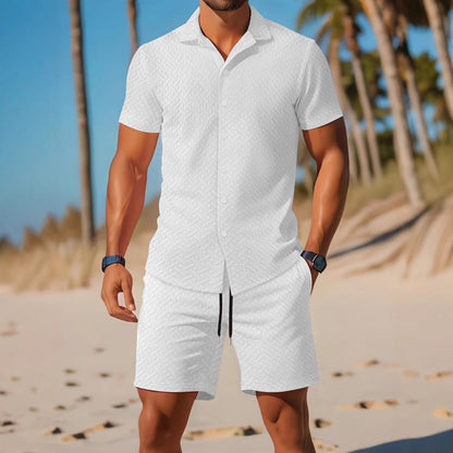 Ensemble Chemise et Short Homme – Coupe Slim – Texture Gaufrée – Tissu Respirant