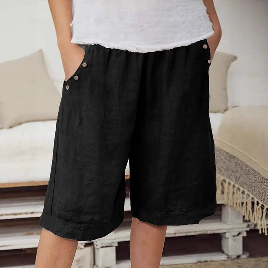 Short femme – Coupe décontractée – Taille élastique – Fibres naturelles respirantes