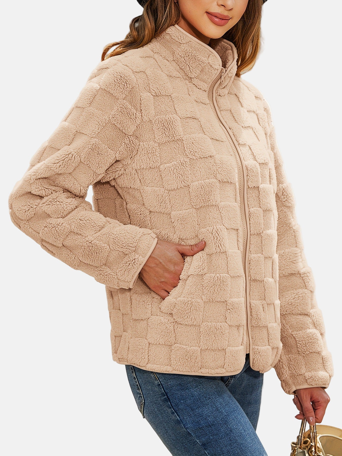 Femme Veste - Polaire - Coupe décontractée - Col montant - Manches longues