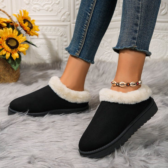 Pantoufles femme – Laine douce – Doublure peluche – Semelle coussinée – Enfiler