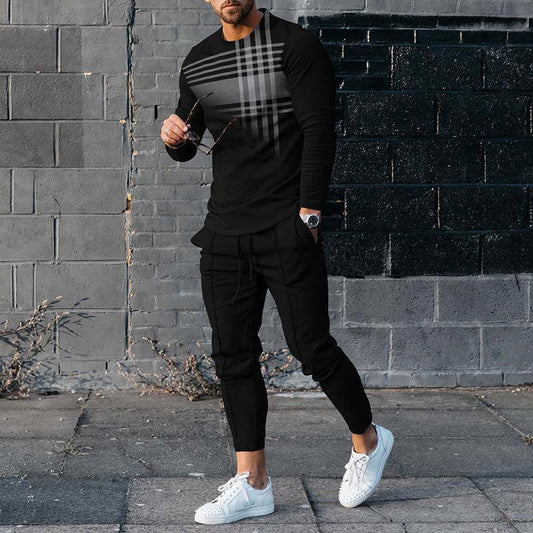 Survêtement homme – Coupe slim – Col rond – Imprimé 3D – Pantalon fuselé