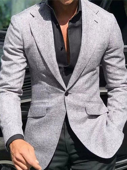 Blazer homme – Coupe cintrée – Tissu lisse – Revers cranté – Style formel élégant