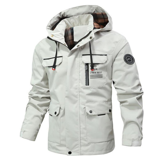 Veste coupe-vent homme – Capuche doublée – Coupe structurée – Poches multiples