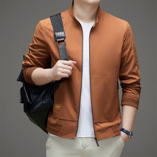 Veste homme – Coupe regular – Col montant – Fermeture zippée – Ourlet côtelé