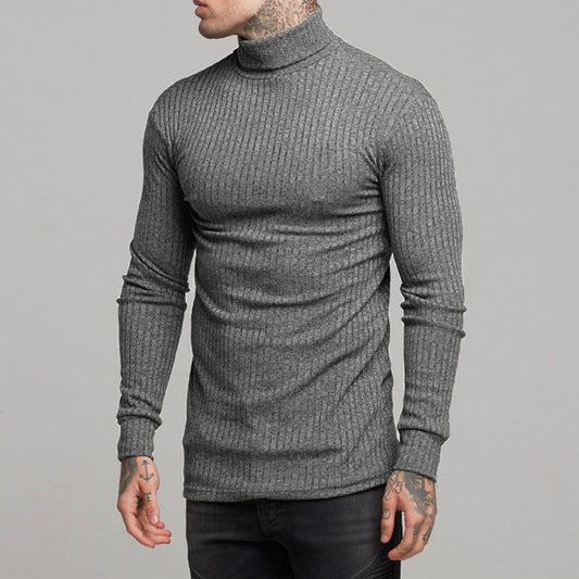 Pull Col Roulé Homme – Coupe Slim – Maille Côtelée – Manches Longues Confortables