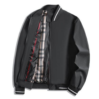 Veste homme – Coupe décontractée – Col et poignets côtelés – Fermeture zippée – Doublure à carreaux