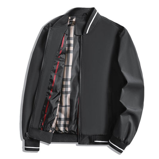 Veste homme – Coupe décontractée – Col et poignets côtelés – Fermeture zippée – Doublure à carreaux