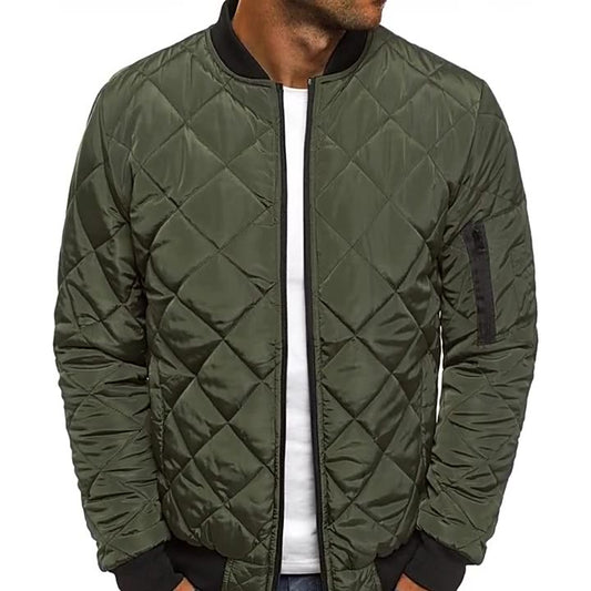 Veste matelassée homme – Coupe droite – Coton mélangé – Col montant – Fermeture zippée