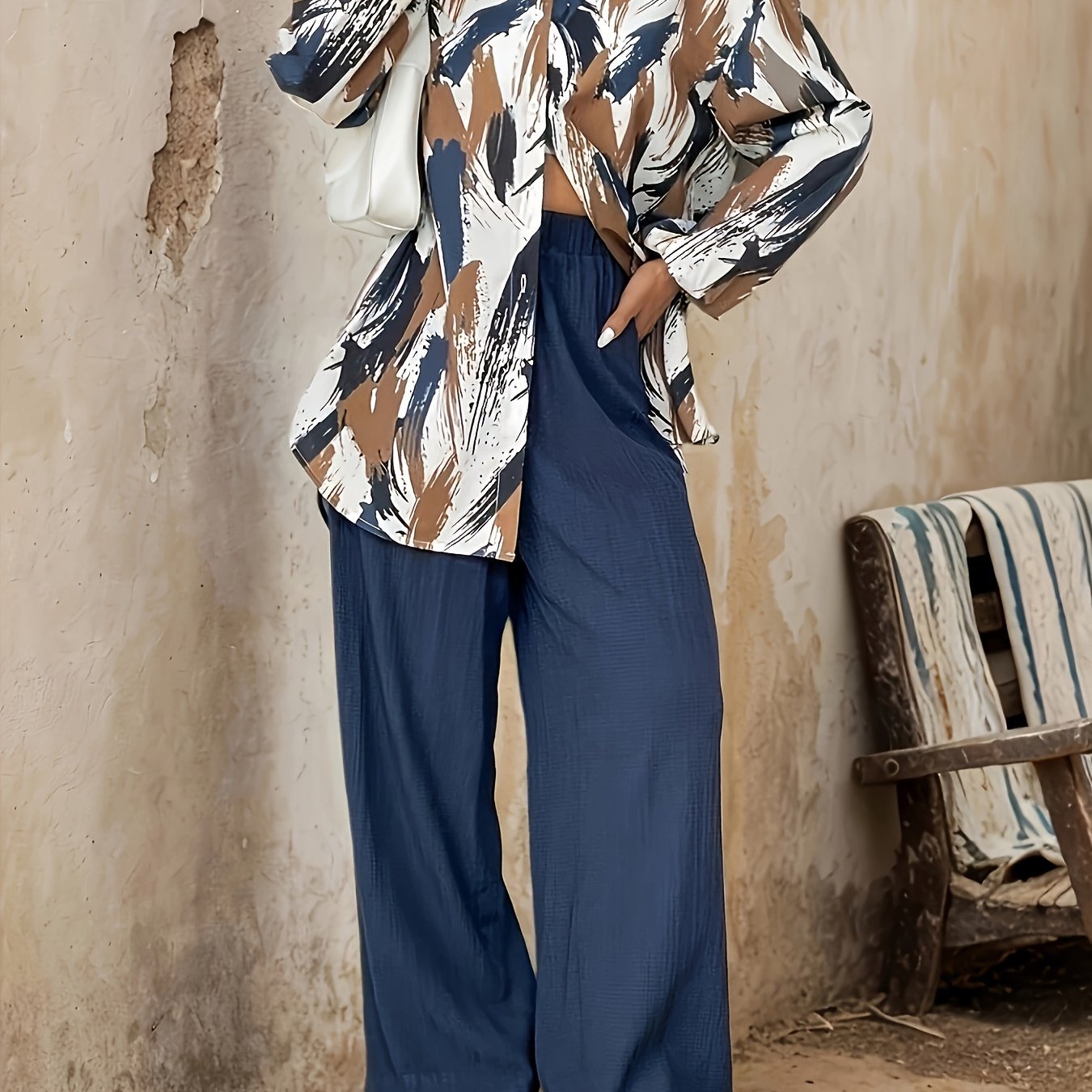 Chemisier femme – Coupe décontractée – Boutonnage classique – Manches longues – Tissu léger