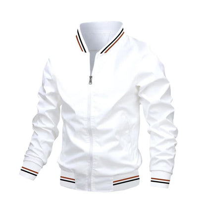 Veste homme – Coupe slim – Col montant – Ourlets côtelés – Fermeture zippée