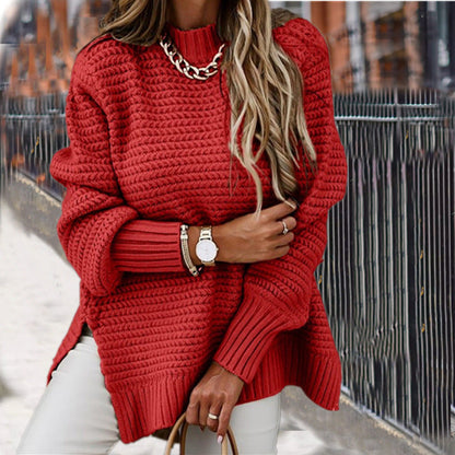 Pull femme – Coupe oversize – Maille côtelée douce – Épaules tombantes confortables