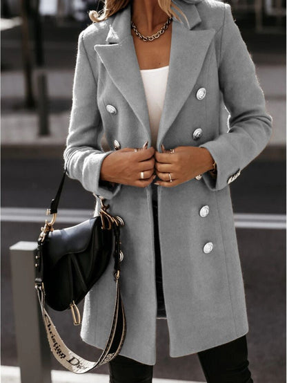 Blazer femme – Coupe cintrée – Aspect laine – Double boutonnage – Col tailleur
