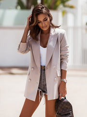 Veste blazer femme – Coupe cintrée – Double boutonnage – Tissu structuré élégant