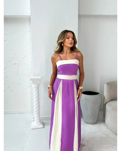 Robe longue femme – Bretelles fines – Taille haute – Coupe formelle élégante