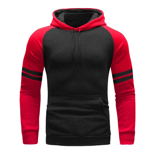 Sweat à capuche homme – Coupe régulière – Coton doux – Manches raglan à bandes