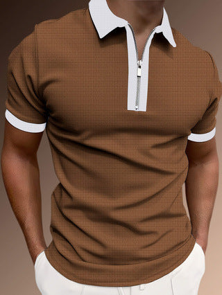 Polo homme – Coupe ajustée – Demi-zip moderne – Maille respirante texturée
