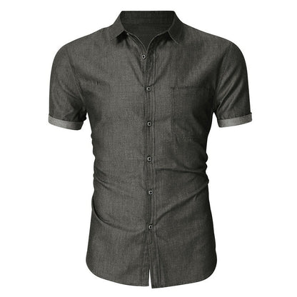 Chemise homme manches courtes – Coupe slim – Coton respirant – Col classique – Poche poitrine