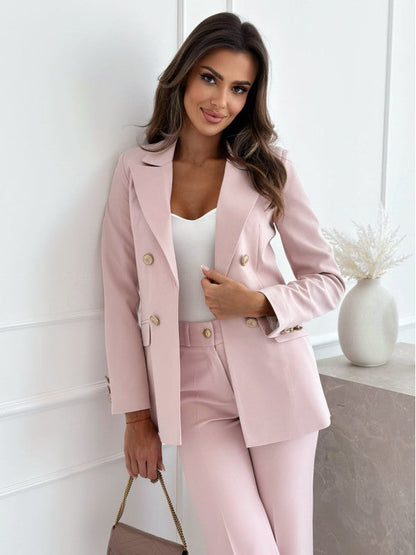 Veste de costume femme – Coupe ajustée – Double boutonnage – Laine mélangée