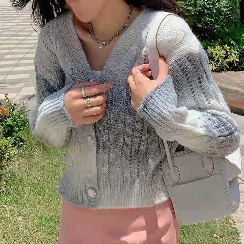 Cardigan femme – Maille torsadée – Coupe décontractée – Manches volumineuses