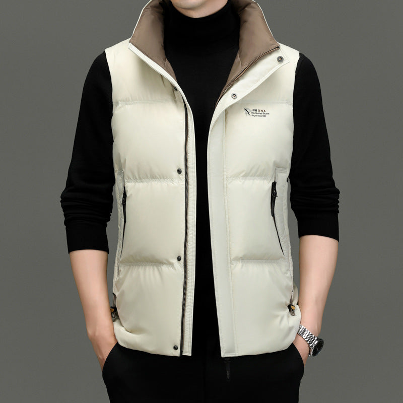 Gilet sans manches homme – Duvet léger – Coupe structurée – Col montant zippé