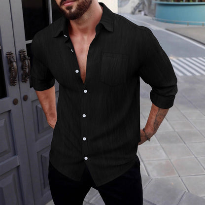 Chemise homme – Coupe slim – Coton – Col classique – Poche poitrine – Boutonnée