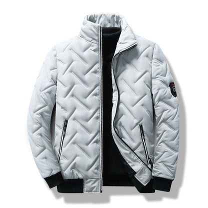 Blouson matelassé homme – Coupe slim – Col montant – Poches zippées – Ourlets côtelés