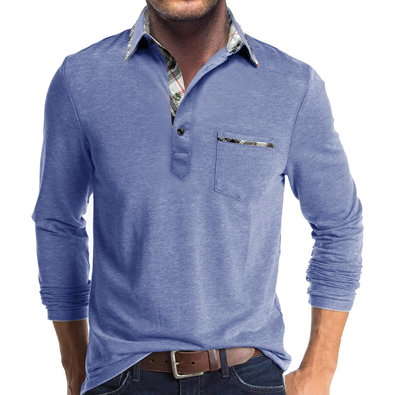 Chemise homme manches longues – Coupe droite – Coton – Détail carreaux – Boutonnée