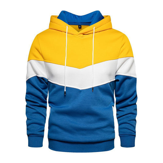 Sweat à capuche homme – Coton mélangé – Coupe ample – Motif colorblock chevron