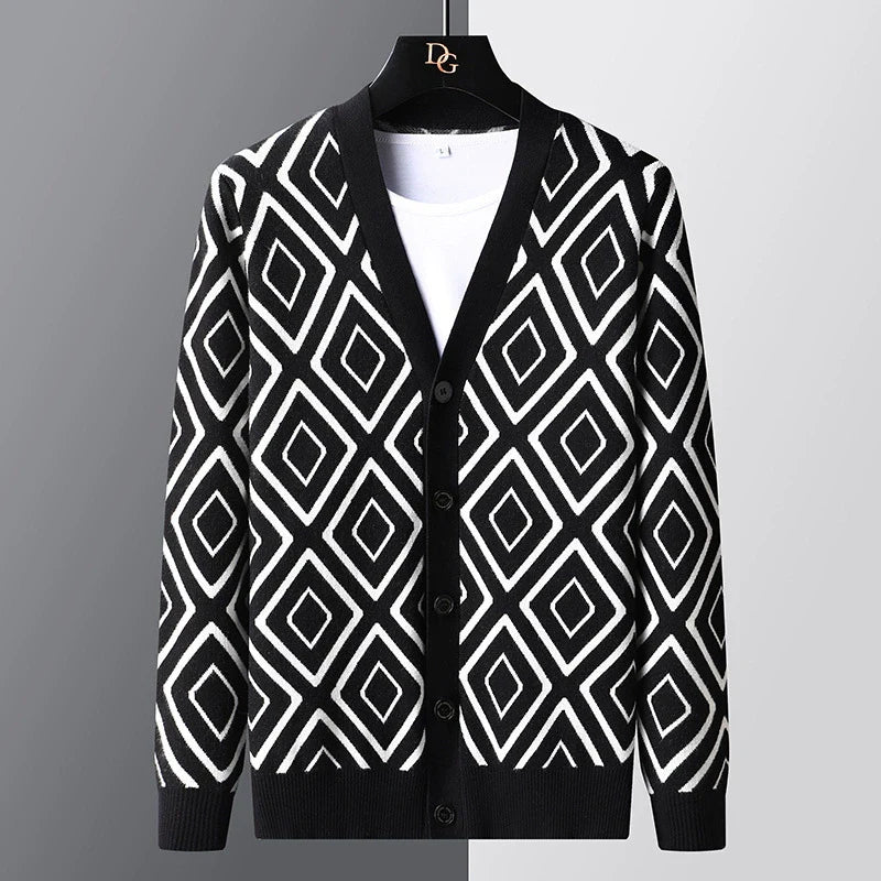 Gilet homme – Coupe slim – Maille jacquard – Boutonnage devant élégant