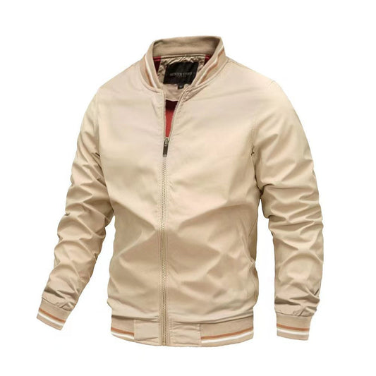 Veste homme – Coupe slim – Col montant – Ourlets côtelés – Fermeture zippée