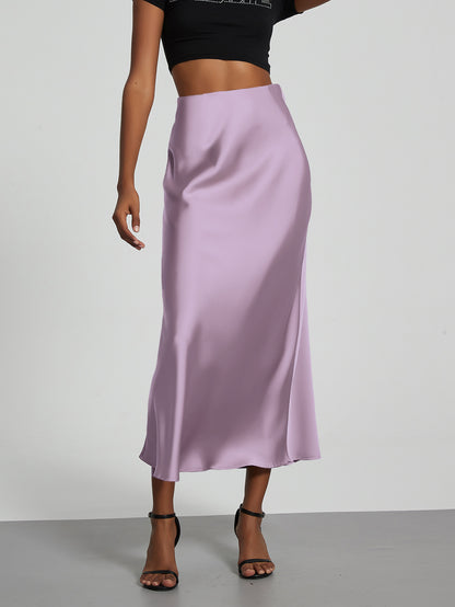 Jupe Midi Femme - Satin Fluide - Coupe Évasée Élégante