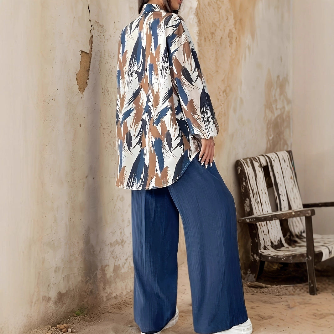 Chemisier femme – Coupe décontractée – Boutonnage classique – Manches longues – Tissu léger