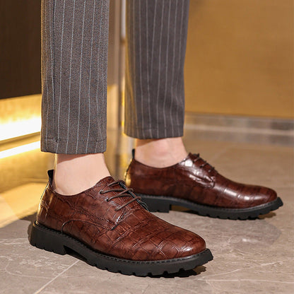 Chaussures Derby homme – Cuir lisse – Bout droit – Semelle en caoutchouc – Habillé