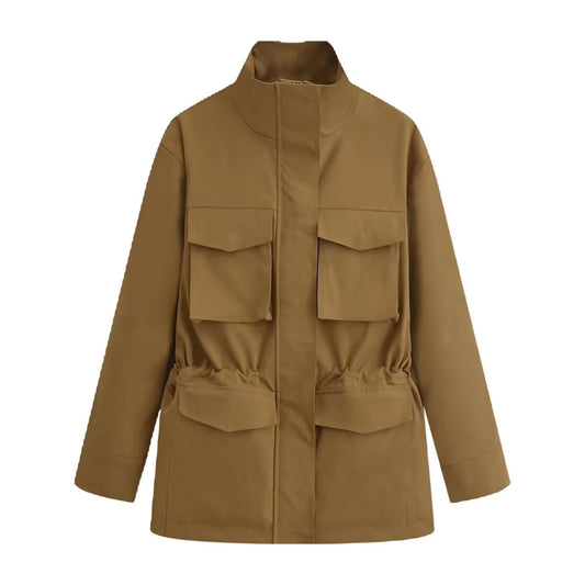 Veste coupe-vent femme – Coupe ample – Col montant – Tissu léger déperlant – Zip frontal