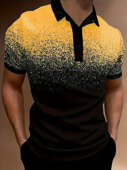 Polo homme – Coupe slim – Motif dégradé – Tissu respirant – Style décontracté