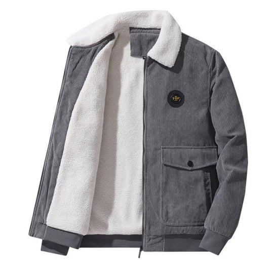 Veste homme – Coupe ample – Côtelée – Doublure laine – Fermeture boutonnée