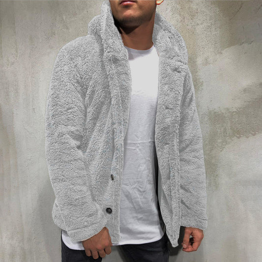 Veste à capuche homme – Polaire douce – Coupe décontractée – Fermeture à boutons