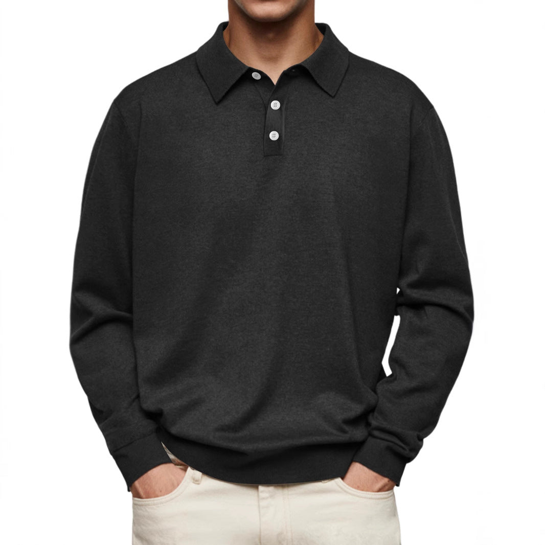 Polo homme manches longues – maille douce – coupe décontractée – col classique
