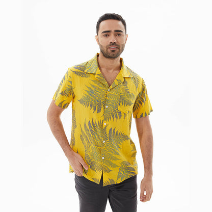 Chemise manches courtes homme – Coupe décontractée – Feuillage – Fibre respirante